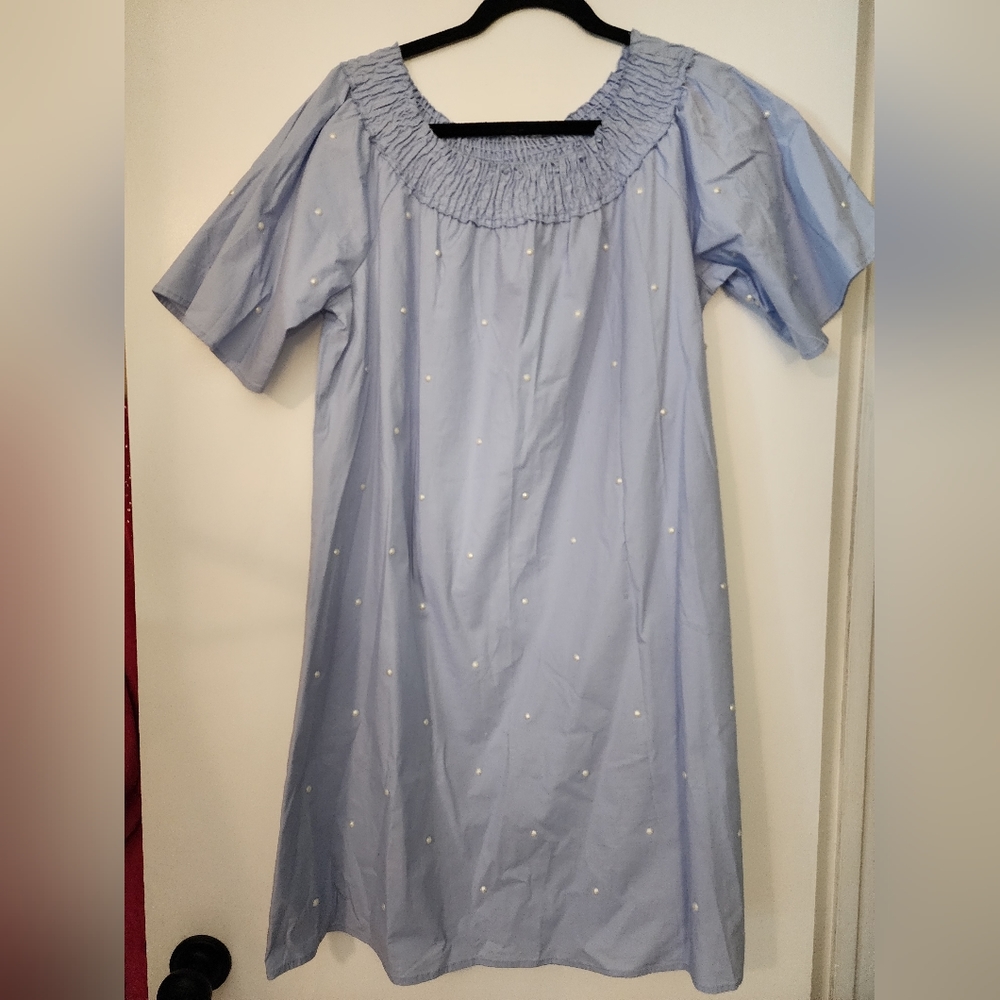 Blue Dress with Pearls